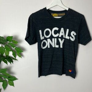 🌈 AVIATOR NATION cropped locals only t shirt boyfriend tee crop top XS 🌈
